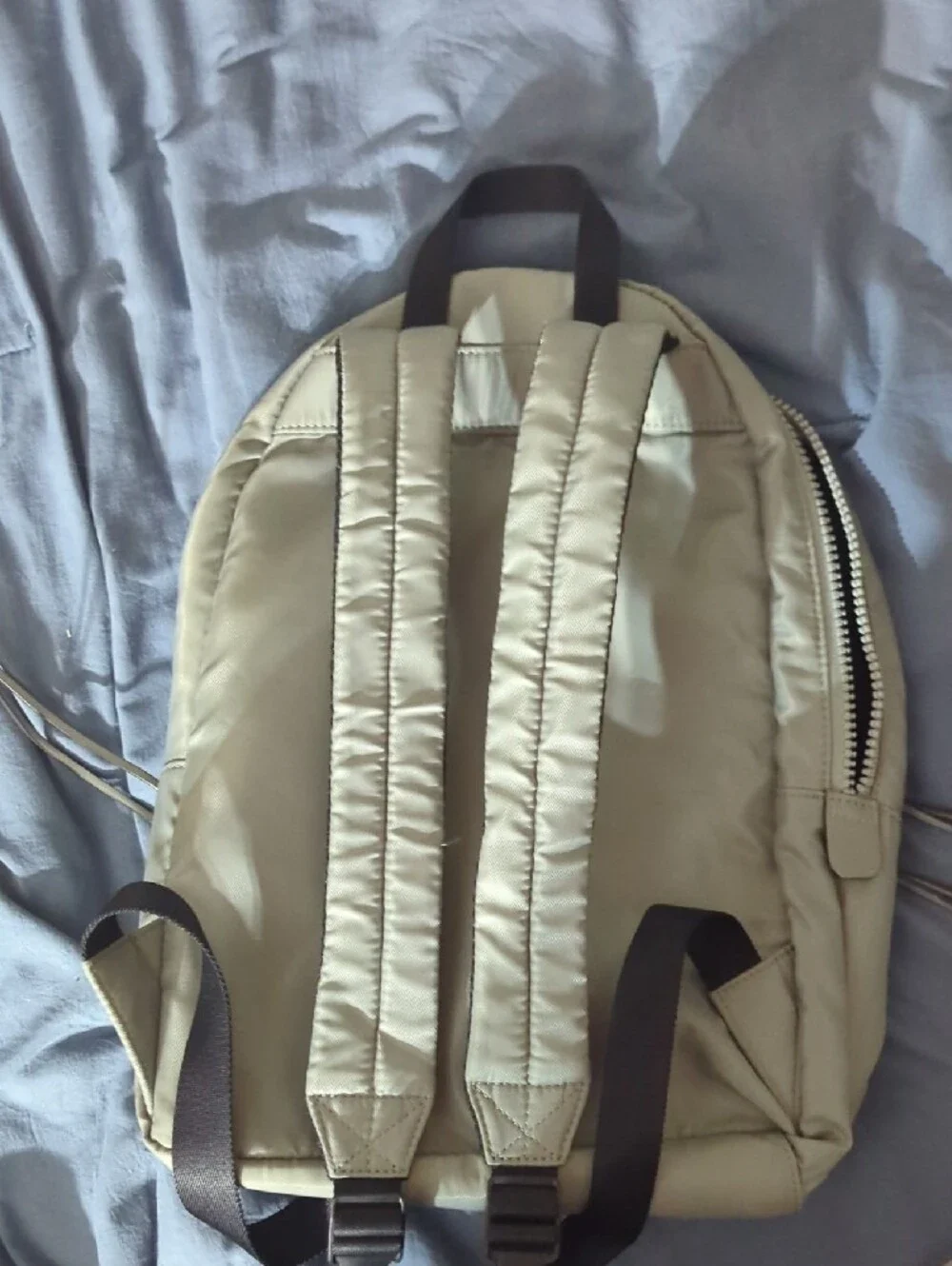 Rebecca Minkoff Light Gray Nylon Mini Backpack with Dual Front Zips